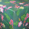 KEVKUS Wachstuch Tischdecke C144663 Flamingo Blüten Palmen Blumen auf grün wählbar in eckig rund oval (Rand: Schnittkante (ohne Einfassung), 120 cm rund)
