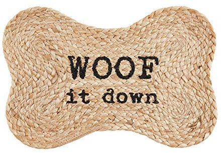 Mud Pie Jute Dog Bowl Mat, Woof