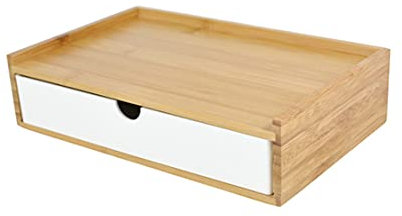 Wood Desktop Organiser, Drawer Box Office File Sorter Desk Tidy Stationary Storage Cabinet Tabletop Cabinet Countertop Storage Shelves for Home Workspace Counter Supplies, D25 X W16 X H6cm