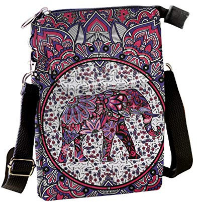COEQINE Crossbody-Geldbörse, Umhängetasche, Schultertasche, für Damen, Mädchen, lässige Reisen, Mehrzweck-Tagesrucksäcke, Blumen-Handtasche, elefant, Einheitsgröße