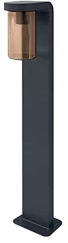 LEDVANCE LED Stehleuchte und Wegeleuchte für 1x E27 Leuchtmittel, Design Leuchte in moderner Optik, 80cm Höhe, aus Aluminium und bernsteinfarbenem Glas, ENDURA CLASSIC CASCADE 80CM Post E27 CLR