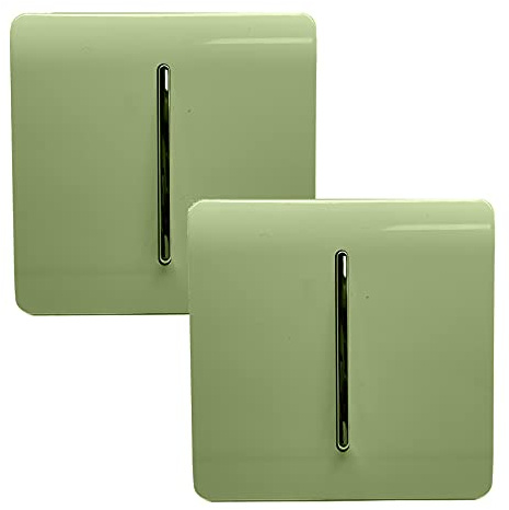Trendi 1 Gang 2 Way Artistic Modern Glossy 10 Amp Rocker Tactile Light Switch Moss Green (2 Pack)