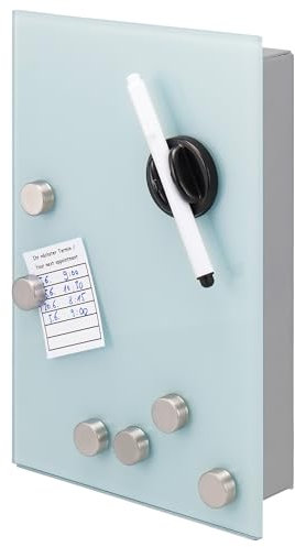 bremermann Schlüsselkasten mit Glasfront, beschreibbar, 8 Haken, 6 Magnete, 1 Marker,1 Marker-Halter, Korpus aus Metall grau pulverbeschichtet (White)