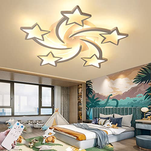 Modern Dimmable Deckenlampe LED Blume Deckenleuchte mit Fernbedienung Weiß Acryl Lampenschirm Kreative Schlafzimmer Dekorative Kronleuchter für Wohnzimmer Küche Esszimmer Flur Beleuchtung (65CM)