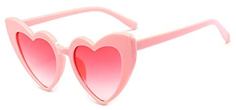 FOURCHEN Occhiali da sole a forma di cuore da donna, stile vintage con occhio di gatto mod retrò Kurt Cobain occhiali, Lente rosa, Medium