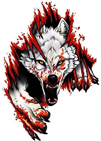 Aublinto Auto Aufkleber Decals, 3D Wolf Head Aufkleber Sticker Autoaufkleber Wütender Wolf Auto Persönlichkeit 3D-Aufkleber wasserdichte Auto 3D-Aufkleber PVC Auto Aufkleber, Links