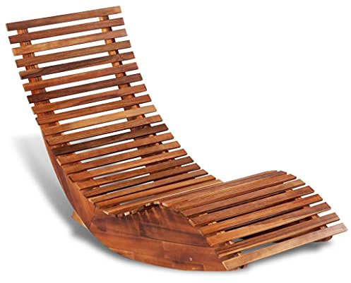Leepesx Schaukelstuhl Sonnenliege, Liegestuhl, Gartenliege, Liegen, Strandliege, Ruhesessel, Sonnenliegen, Saunaliege, Liegesessel, Akazienholz