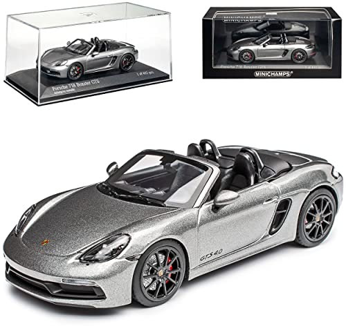 Porsche 718 Boxter 982 Spyder Cabrio Grau Metallic Ab 2016 1/43 Minichamps Modell Auto mit individiuellem Wunschkennzeichen