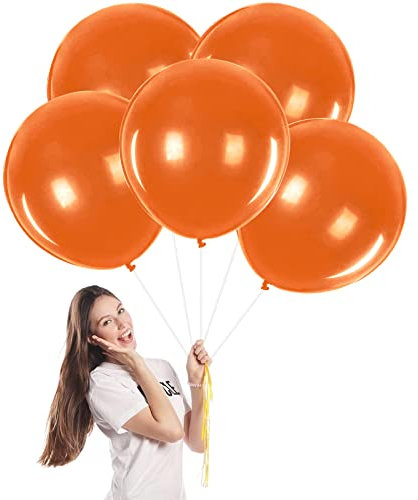 Luftballons Orange Groß 45cm/18Zoll Halloween Ballons,5 Stück Riesen Luftballons Halloween Runde Helium Ballon Partyballon Deko,Latex Luftballon für Orangee Party,Geburtstag,Halloween Dekorationen