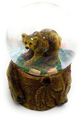 Onwomania Braunbär Bär Grizzly Höhe 6,5cm Schneekugel Glitzerkugel Kugel schütteln Mehrfarbig