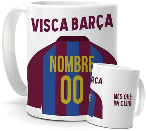 Taza Personalizada Camiseta Barcelona | Pack con Taza, Pulsera Coleccionable y Caramelos Divertidos | Regalo Original para Cules | Perfecto para Navidad o Cumpleaños | F.C Barcelona