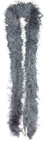 Uposao Federboa Weihnachtsboa, 200CM Federboa Flauschige Straußenfeder Verkleidungszubehör Halloween Handwerk Hochzeitsdekoration Girlande Federschal Damen Mädchen Karnevals Kostüm Accessoire,Grau