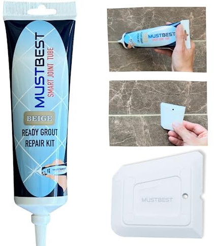 Mustbest Tile Mörtel Reparaturen Renove Fills Rohr - 13,4 oz, schnell trocknende Reparaturkit, Wiederherstellung von Fliesenverbindungen, einfache Fliesenmörtel -Squeeze -Röhre (Beige, 13,4 oz)