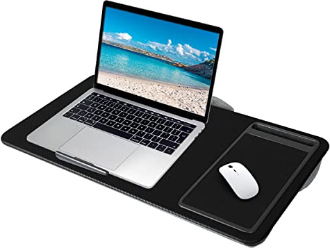 Taylor & Brown Lightweight Portable Lap Desk Laptop Tray with Pillow Cushion, Anti-Slip Strip with Built-in Mouse Pad/Wrist Rest/Phone Slot, Fits up to 17 Inch Laptop For Sofa and Bed, Black