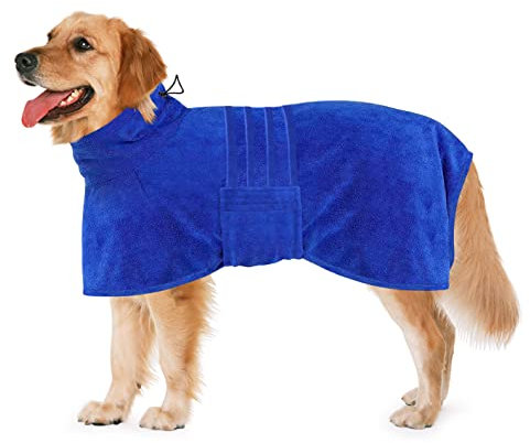 Dolahovy Hundebademantel Mikrofaser Hund Bademantel Handtuch Hund Trocknungsmantel Super Saugfähiger Schnell Trocknender Hund Roben Handtuch Hund Bad Robe für Kleine Mittlere Große Hunde