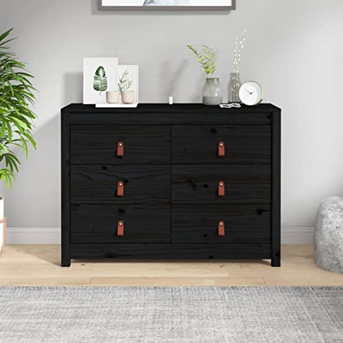 MOONAIRY Beistellschrank, Schrank Klein, Flurschrank, Kommode, Vorratsschrank, Flurschrank, Badezimmerschrank, Kleinmöbel, Schwarz 100x40x72 cm Massivholz Kiefer