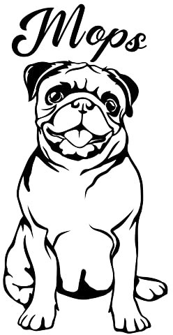 Autoaufkleber/Sticker/für Innen und Außen 28 cm schwarz Hund Mops 01