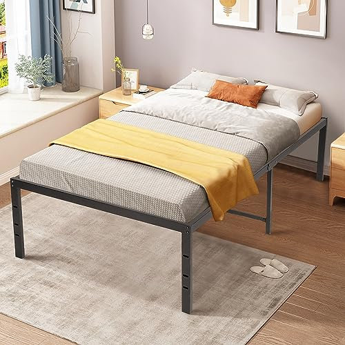 LUSIMO Twin XL Bettrahmen mit Stauraum, 45,7 cm hoch, Doppelbett, XL-Größe, Plattform-Bettgestell, kein Boxspringbett erforderlich, Metallbettrahmen für Kinder, geräuschfrei, einfache Montage, Schwarz