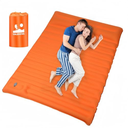 VALEHOWL Matelas Gonflable Double de Camping de 10cm d'épaisseur, Tapis de Couchage Ultraléger avec Pompe à Pied intégrée pour Tente, Randonnée, Extérieur