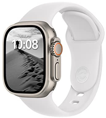 ELETTRONEO SB Correa Deportiva para Apple Watch Ultra 3 2 49mm, Series 11 10 46mm, 9 8 7 45mm 41mm, SE 6 5 4 44mm 40mm, 3 2 1 42mm 38mm Pulsera Strap, Blanco