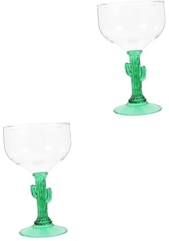 2 Pcs Creative Cactus-Shaped Margarita Glasses 400Ml Transparent Drinking Cups Unique for Home and Wedding Use