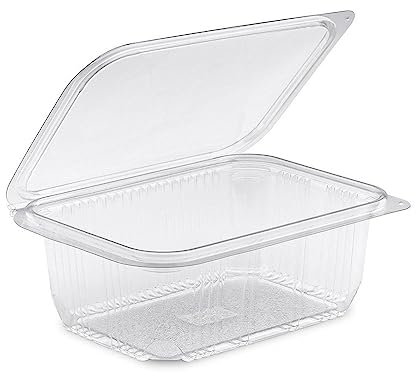 50 barquettes fraicheur avec couvercle à charnière 250 cc en plastique PET pour salade et aliments froids