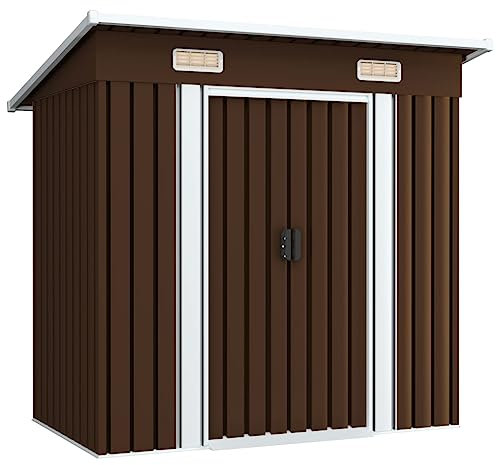 vidaXL Steel Garden Storage Shed - Spacious & Ventilated Outdoor Equipment Housing, Galvanized for Durability