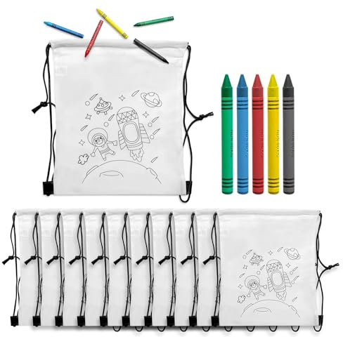 WeeKids Rucksäcke zum Ausmalen von Kindern | 15 Rucksäcke + 15 Sets mit 5 farbigen Wachsen in jedem Rucksack | Mitgebsel Kindergeburtstag Gastgeschenke und Kleine Geschenke für Kinder (15)
