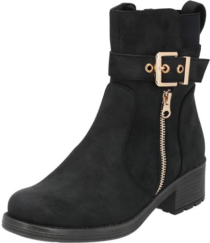 Palado Chelsea Boots Damen Okolae - modische Stiefeletten für Frauen - elegante Winterstiefel mit Absatz Schwarz UK4,5 - EU37