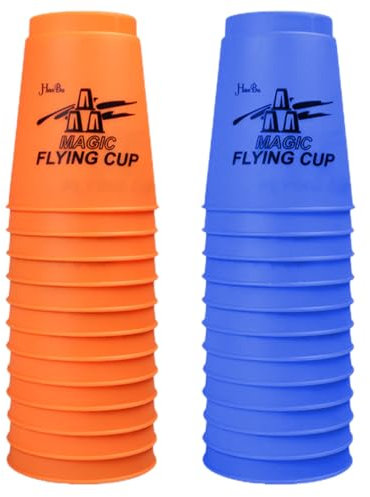 NHPY Vasos Apilables,Vasos de Entrenamiento,Vasos de Juego de Velocidad,Desafío y Competición, Vasos de Fiesta,Paquete de 24(Azul&Naranja)
