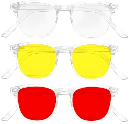 Blaulichtfilter Brille Herren und Damen Satz 3 Rote, Gelbe Blaulichtfilter Brille Damen Blue Light Glasses Blaulicht Brille Blaufilter Brille Herren Blaufilter Brille Damen Brille Mit Blaulichtfilter
