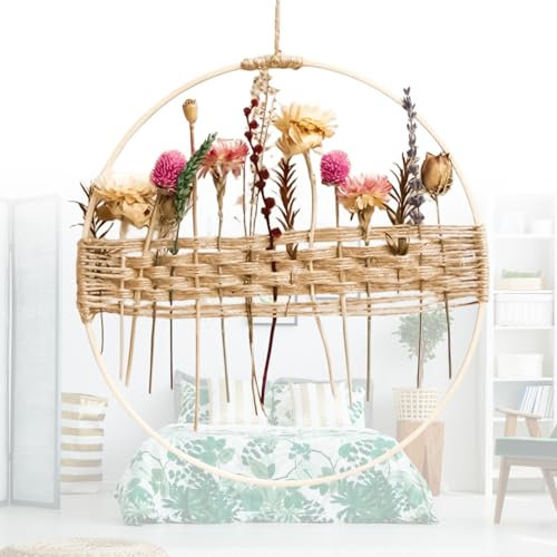 Trockenblumen Kranz, Blumenkranz Deko, 25 cm Trockenblumenkranz, Türkranz Trockenblumen, Hängende Boho Türkranz Dekorative Kränze, Türkranz Ganzjährig Für Wohnzimmer Wand Tür Dekoration