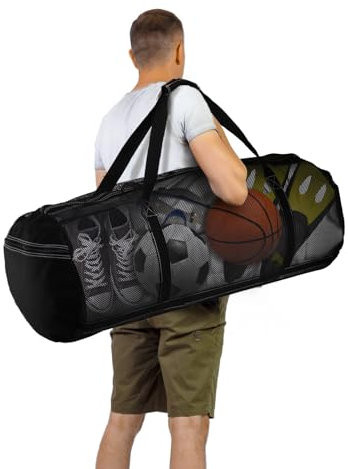 Peohud Netz-Tauchtasche, extra große Tauchausrüstung, faltbare Netztasche mit Reißverschluss und Taschen zum Schnorcheln, Speerfischen, Freitauchen, Schwimmen, Reisen, Fitnessstudio, Sport