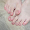 Square False Toenails Short, 24Pcs Pink Glitter Press on Toenails Acrylic Full Cover Fake Toe Nails, French Solid Color Stick on Toe Nails, Summer Glue-on Toenails for Women Girls Daily Decorations