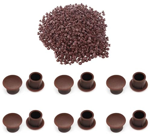 500pcs Plastic Round Hole Plugs,5 Millimetres Hole Plugs,Drilling Cover Plugs,Drill Hole Cover Caps For Furniture Screw Hole Decoration-Reddish Brown