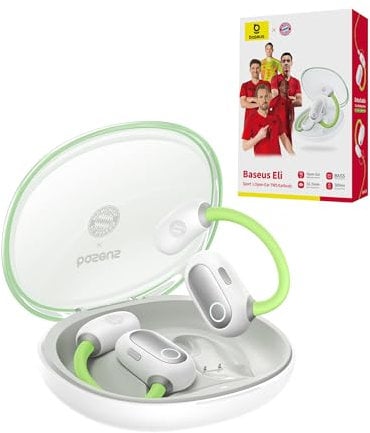 Baseus Eli Sport 1 Open Ear Kopfhörer Bluetooth, Direktionale Akustik, Druckvoller Bass, Ultraleicht, IPX4 Wasserdicht, ENC-Mikrofone, Bluetooth 5.3 für Laufen, Training, Fitness