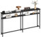 Table console étroite, 180 x 23 x 100 cm, à 2 étages, avec espace de rangement, extra longue, pour entrée, salon, noire
