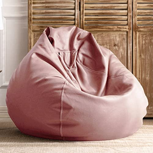 JNTFNE Großer Luxus-Sofa-Bezug aus Kunstleder, birnenförmig, wasserdicht, fauler Sitzsack, Stuhl, kein Füllstoff, Outdoor-Sitzsack, Couch, Puff (Farbe: Wasserbohne, Größe: D 90 cm, leerer Bezug)