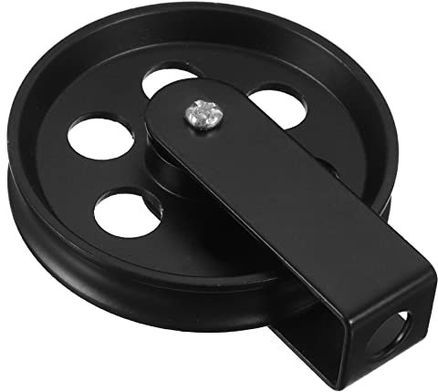 Flaschenzug Lampe Wandhalterung aus Metall Schwarz mit Rollenheber
