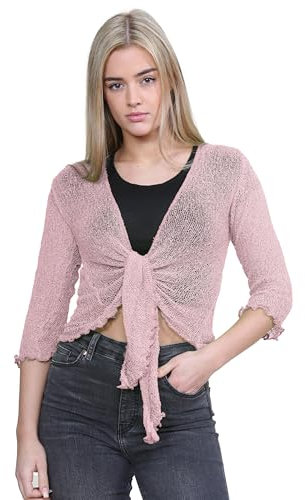 Hamishkane® Cardigan pour femme, double maille fine Bali à nouer pour femme – Cardigan court extensible parfait à superposer sur des robes et hauts d'été, vert bouteille, Taille unique