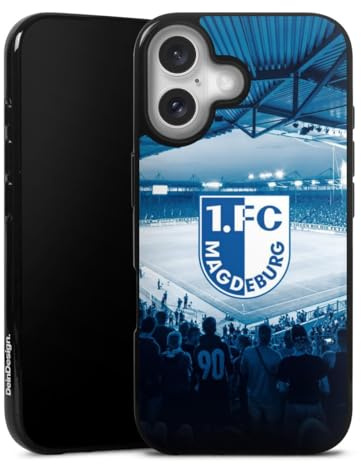 Silikon Hülle kompatibel mit Apple iPhone 16 Case schwarz Handyhülle 1. FC Magdeburg Stadion 1. FCM