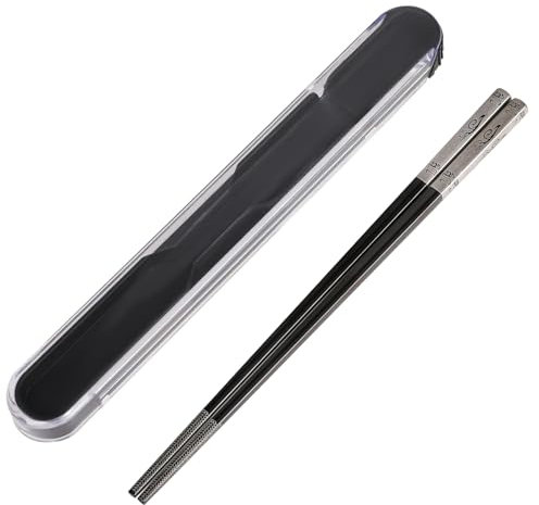 Molain 1 Pair Metal Chopsticks Reusable, Portable Chopsticks with Pull Design Case, Stainless Steel Chopstick with Titanium Plated for School, Home, Office, Outdoor, Bento Box Use, Dishwasher Safe