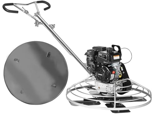 VEVOR Truelle mécanique, 965 mm, truelle à ciment à conducteur marchant à essence 6 CV commerciale robuste avec plateau flottant, lame pour finition surfaces en béton lisses, ciment à béton