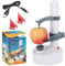 ARSUK Electric Peelers for Apple, Vegetables, Fruits - Automatic Rotating Peeler Machine, 3 Replacement Blades, 1 Knife and a Power Cord, Kitchen Peeling Tool (White)