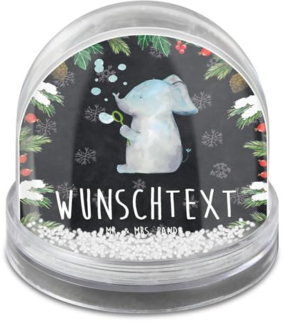 Mr. & Mrs. Panda Personalisierte Schneekugel Elefant Seifenblasen - Geschenke, Fotokugel, Kunststoff, Liebesspruch, Personalisierbare, Weihnachtsschneekugel, Liebe, Heimat, Lustige Sprüche, Elefanten