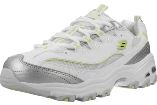 Skechers D'Lites Chromatic Damen Sneaker White/Silver/Lime EU 37
