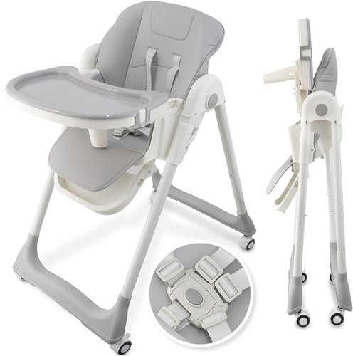 ALMAR Baby Trona de bebe plegable, elevable, evolutiva y reclinable con bandeja extraible