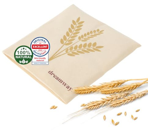 Dreamway – Körnerkissen für Mikrowelle 21x21 cm – Wärmekissen mit Weizenfüllung – Mikrowellenkissen zur Schmerzlinderung an Nacken, Schultern und Rücken – 100 % natürlich und waschbar
