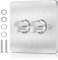 VIPMOON Newupgrade LED Dimmer Switch, Rotary Push On/Off Trailing Edge Double Dimmer Light Switch for Dimmable LED/Incandescent/Halogen Lights, 2 Gang 2 Way, 5-200W (Silvery, Metal Aluminum)