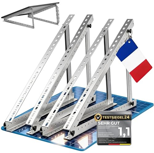 4x Balkonkraftwerk Halterung - 0% MwSt│Halterung für Balkonkraftwerk bis zu 114.5 cm│Einstellbar 0-90°│Solarmodul Halterung für Balkonkraftwerk│Robuste Solarpanel Halterung